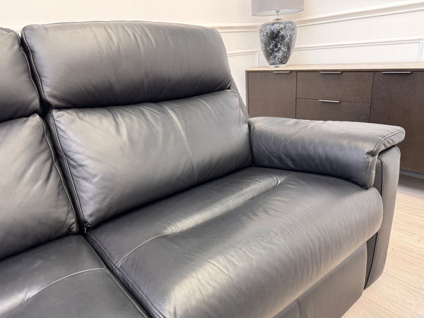 G Plan Thornbury 3 Seater Black Leather Static Sofa