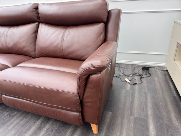 La Z Boy Kenzie 3 Seater Brown Leather Power Recliner Headrest Sofa