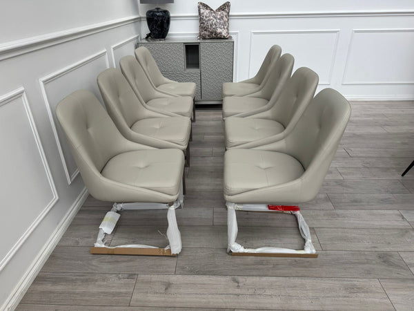 Avorio Grey Faux Leather Cantilever Dining Chairs