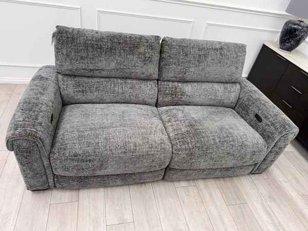 Nixon 3 Seater Grey Cross weave Fabric Power Recliner