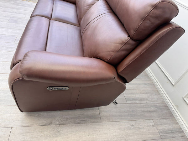 La Z Boy Paris 3 Seater Brown Leather Power Recliner