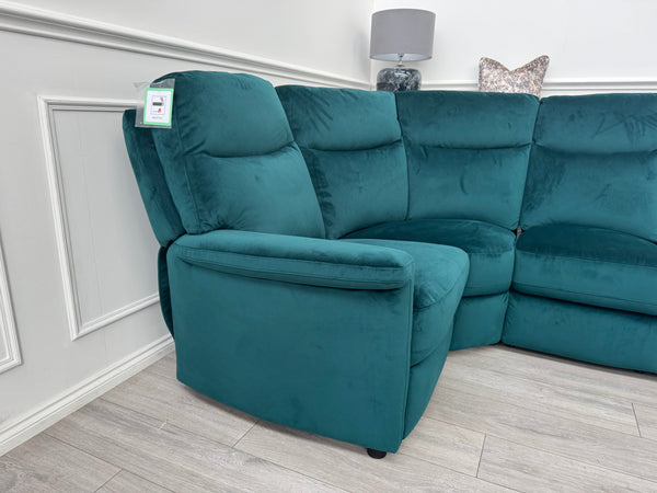 Lillie 1 x Power Reclining Corner Sofa In Lake Green Velvet