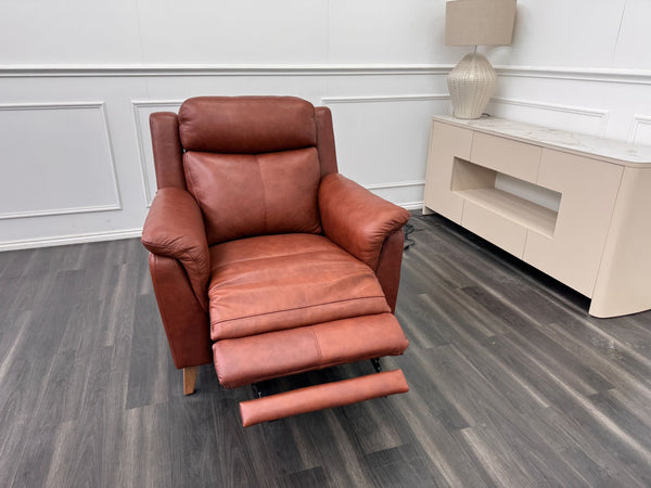 La Z Boy Kenzie Tan Brown Leather Power Recliner Fabric Armchair
