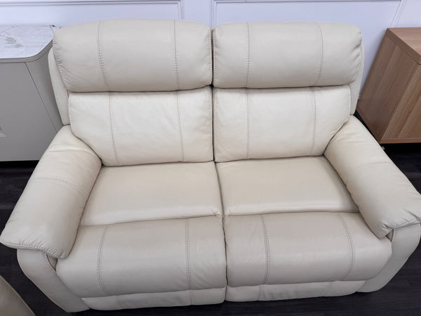 Komodo Relax Station 3 & 2 Seater Cream Leather Power Recliner Headrest Sofa Set