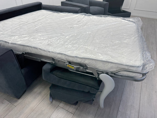Sonno Electric 3 Seater Sofa Bed + 2x Armchairs Sofa Set Charcoal Grey + footstool