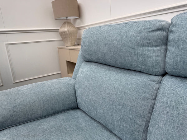Starlight Light Blue Herringbone Fabric 3 & 2 Seater Power Recliner Sofa Set