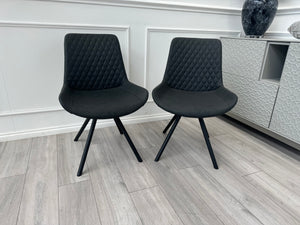 Ion Charcoal Grey Suede/Microfibre Pair of Dining Chairs