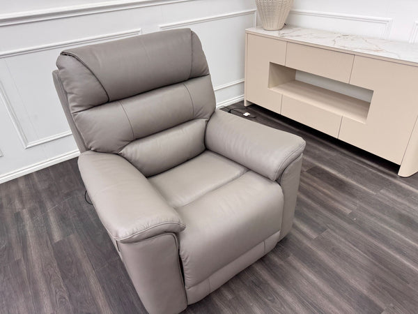 La Z Boy Parker Grey Leather Power Recliner Fabric Armchair