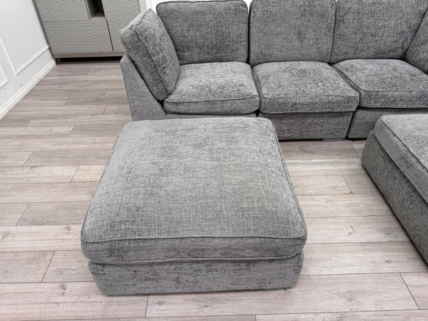 Ugo Small U Shape Grey Fabric Corner Sofa