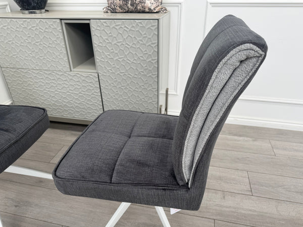 Glacier Swivel Dining Chairs Dark Grey Fabric
