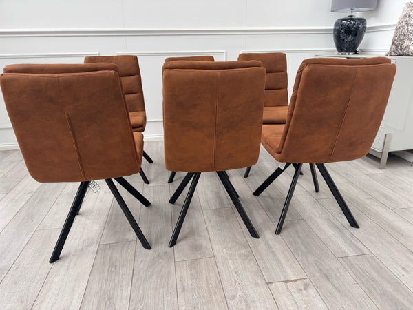Njord Swivel Dining Chairs Rust Fabric