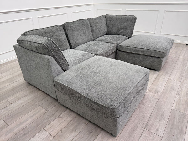 Ugo Small U Shape Grey Fabric Corner Sofa
