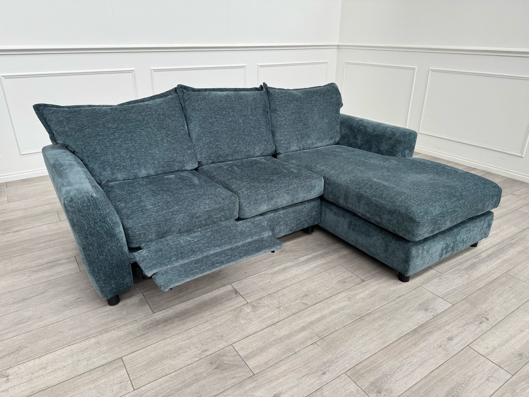 Sofia Teal Fabric Corner Sofa with Chaise End