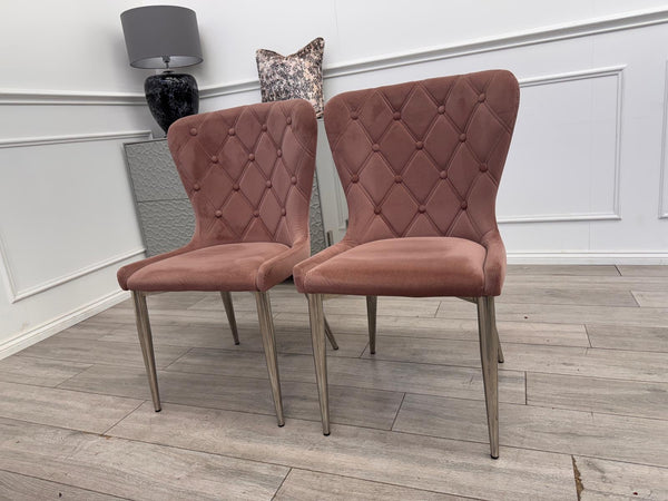 Donnie Pink Velvet Dining Chairs