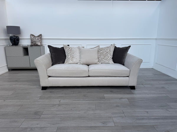 Sasha 4 Seater Sofa Pillow Back Cream Fabric Grand Sofa