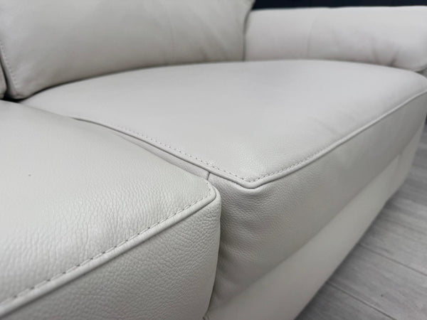 Off White Leather 3 & 3 Seater Static Sofa Set
