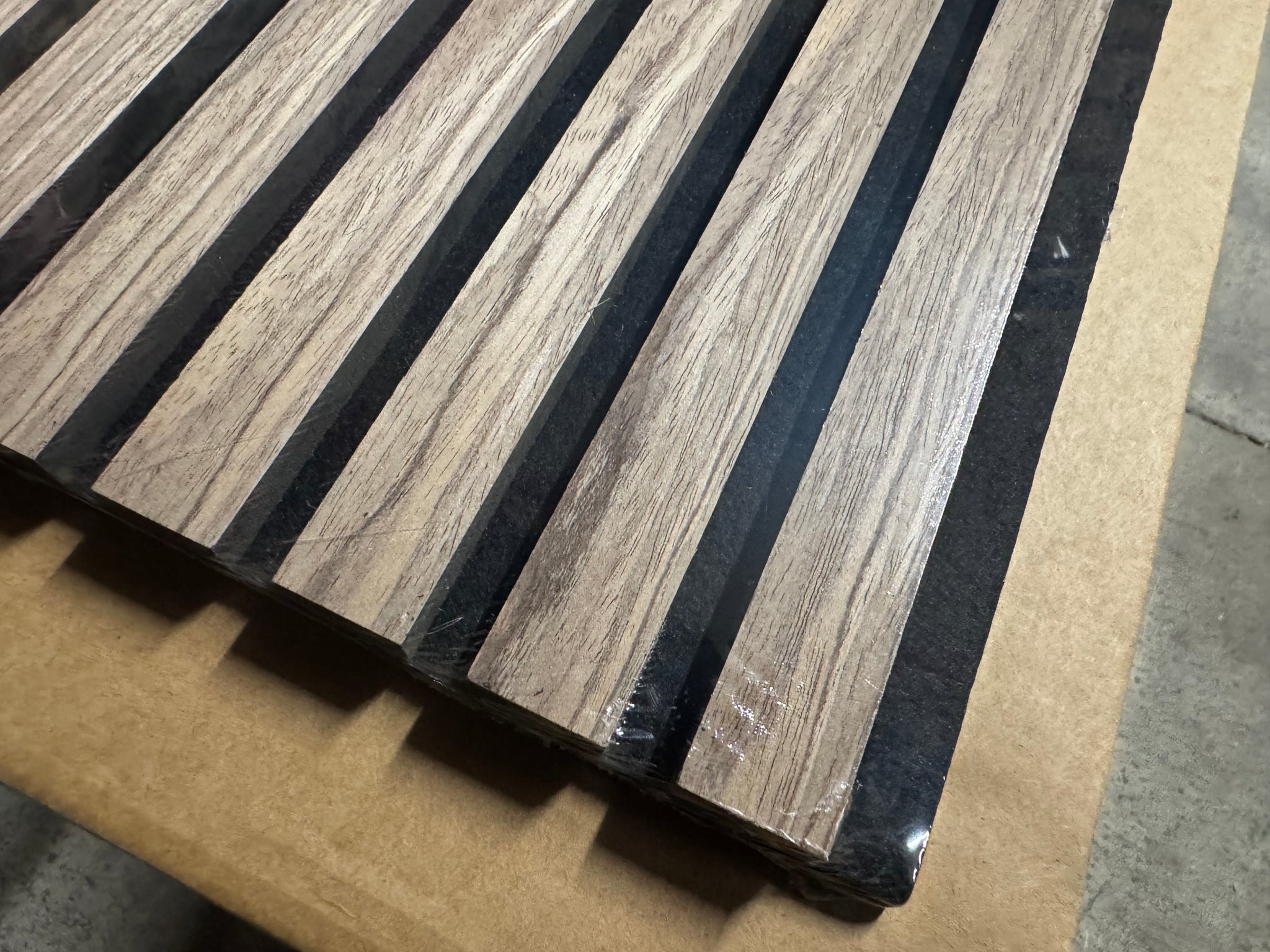 Acoustic Slat Wood Wall Panel Modern Interior Media Wall - LIGHT OAK 2.4m x 0.6m