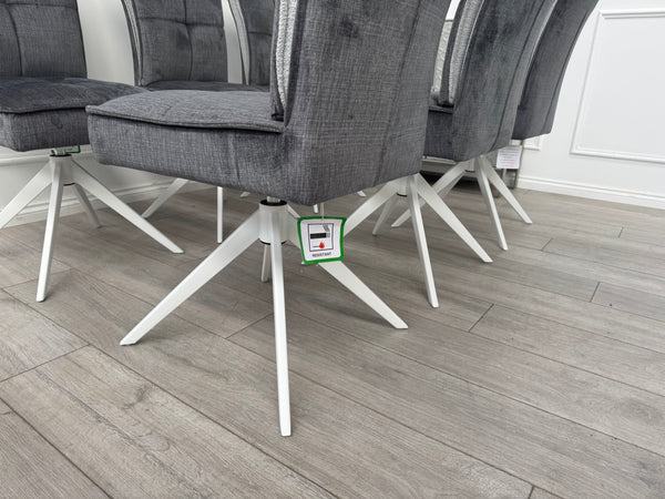 Glacier Swivel Dining Chairs Dark Grey Fabric
