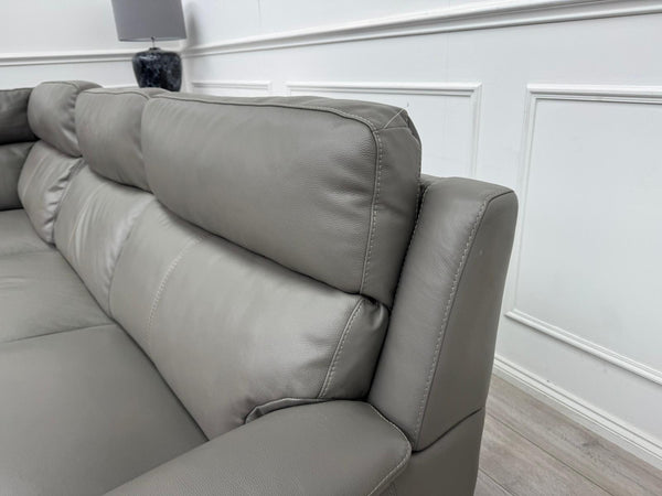 Contempo Grey Leather Static Corner Sofa Set