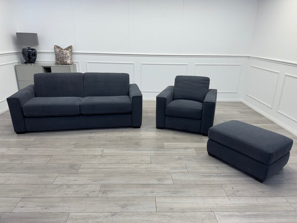 Sonno Electric 3 Seater Sofa Bed + 2x Armchairs Sofa Set Charcoal Grey + footstool