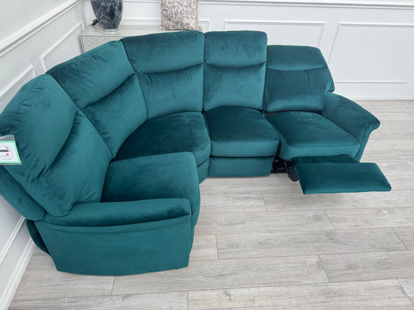 Lillie 1 x Power Reclining Corner Sofa In Lake Green Velvet