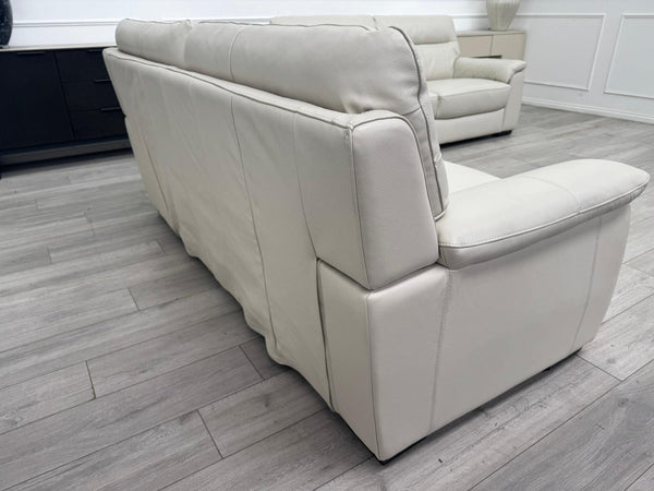 Off White Leather 3 & 3 Seater Static Sofa Set