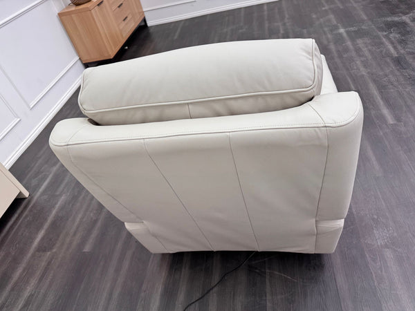 G Plan Harper Off White/ Chalk Leather Power Recliner Armchair Headrest & Lumbar