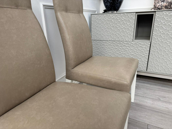 ALF Fascina Set of 6 Faux Leather Dining Chairs Taupe/ Cream RRP £3,447