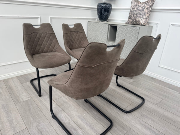 Warrior Taupe Faux Leather Cantilever Dining Chair (Choose Quantity)