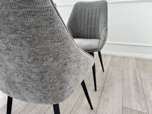 Furniture Village Crete Swivel Dining Chairs Dark Grey Fabric