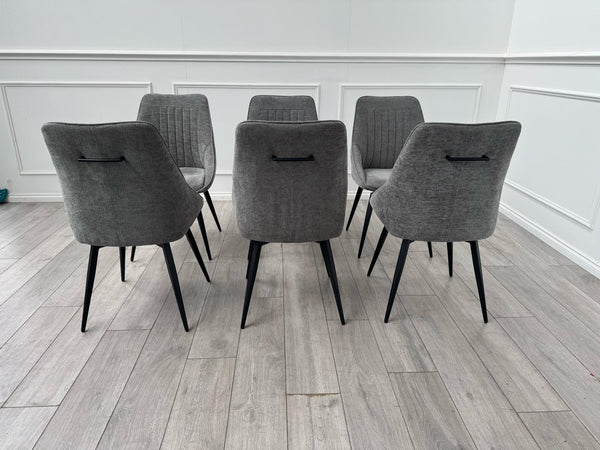 Furniture Village Crete Swivel Dining Chairs Dark Grey Fabric