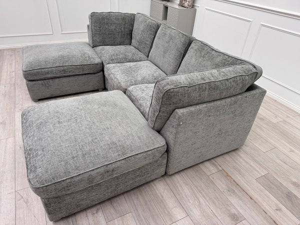 Ugo Small U Shape Grey Fabric Corner Sofa