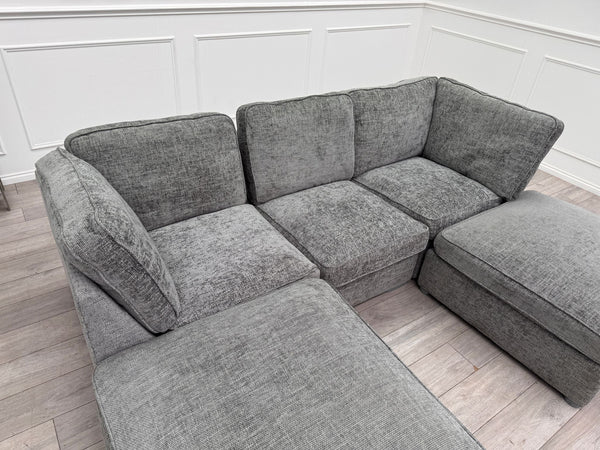Ugo Small U Shape Grey Fabric Corner Sofa