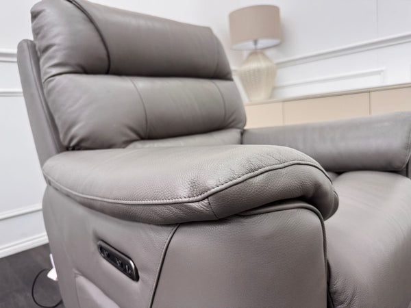 La Z Boy Parker Grey Leather Power Recliner Fabric Armchair
