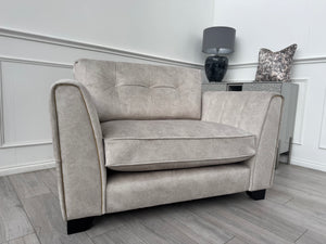 Furniture Village Ariana Classic Back Fabric Snuggler Armchair Cream Brass