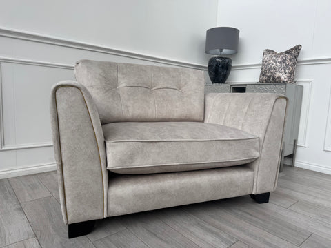 Furniture Village Ariana Classic Back Fabric Snuggler Armchair Cream Brass