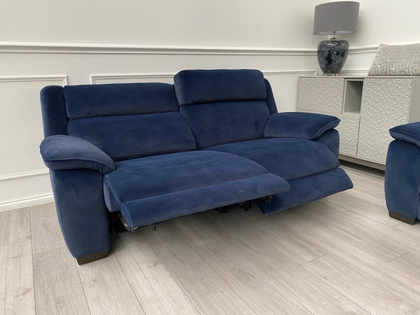 Furniture Village Starlight 3+2 Seater Sofa Set Power Seat + Headrest Navy