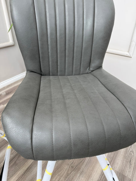 Terra Compact Bodahl Grey Faux Leather Contemporary Stylish Aesthetic Swivel Bar Stool