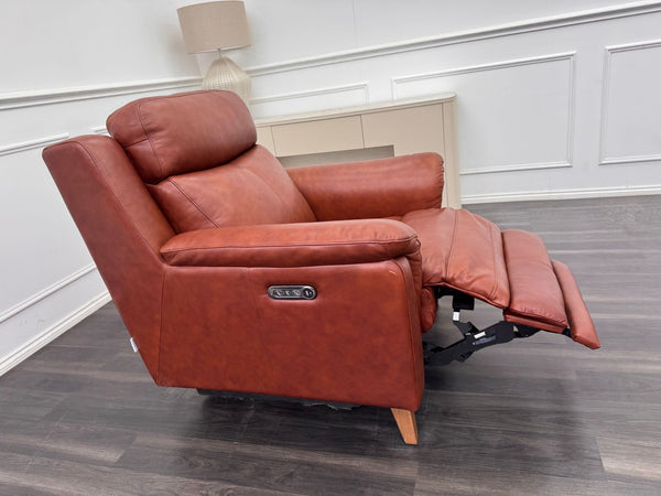 La Z Boy Kenzie Tan Brown Leather Power Recliner Fabric Armchair