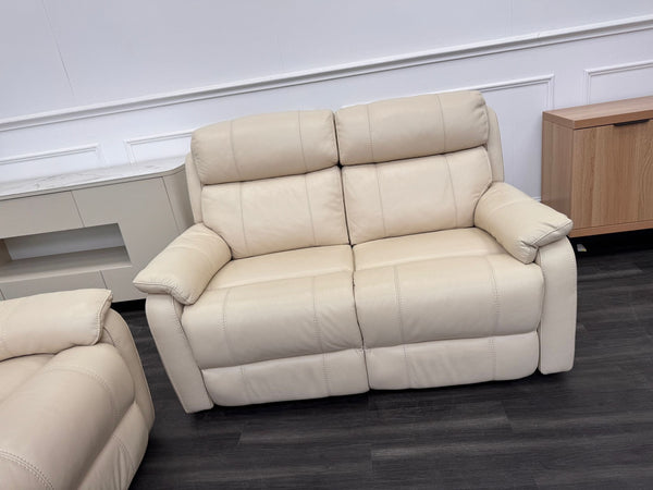 Komodo Relax Station 3 & 2 Seater Cream Leather Power Recliner Headrest Sofa Set