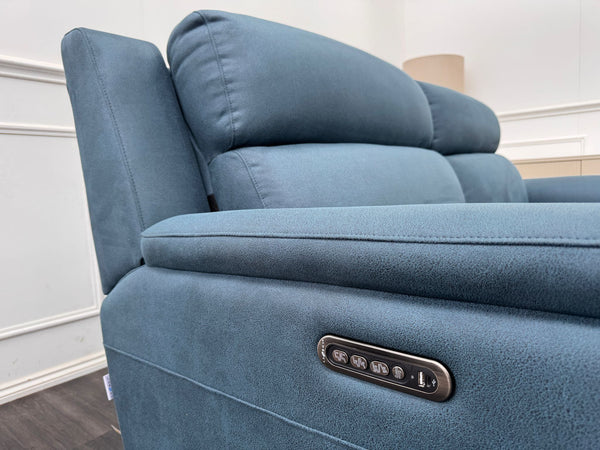 La Z Boy Bella 3 Seater Blue Fabric Power Recliner