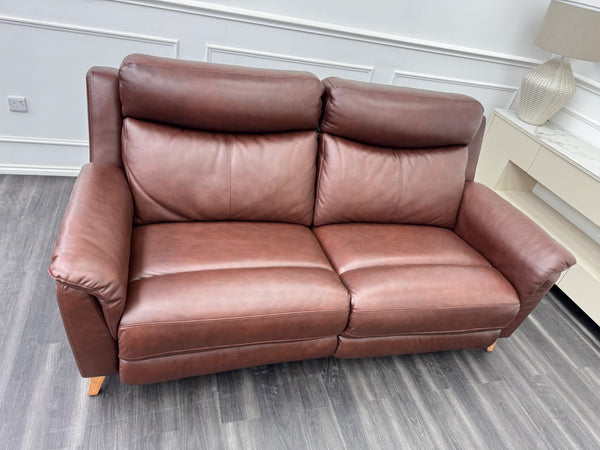La Z Boy Kenzie 3 Seater Brown Leather Power Recliner Headrest Sofa