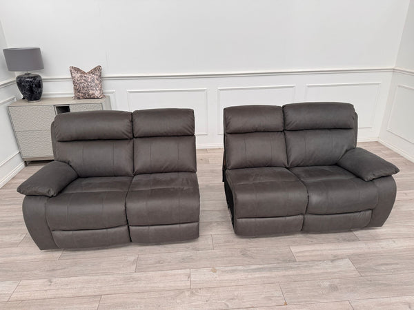 Moreno 4 Seater Power Recliner Sofa In Charcoal Material