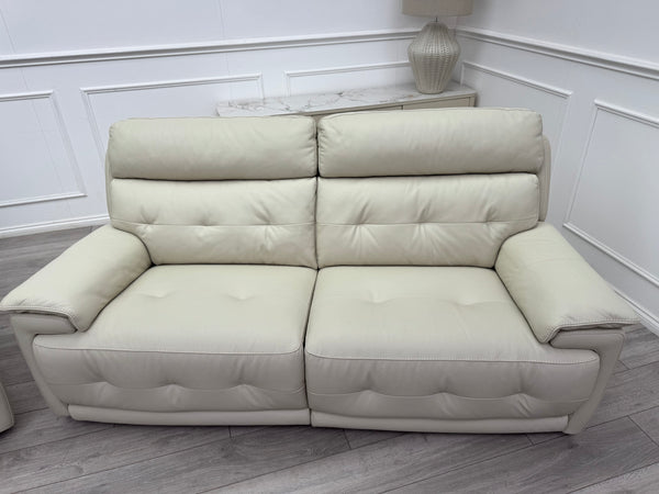 Brescia Power Recliner 3+3 Seater Sofa Off White Leather