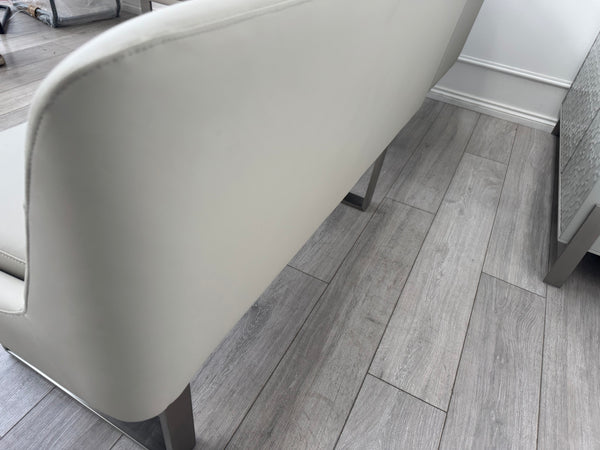 Avorio Grey Faux Leather Left Hand Facing Corner Dining Bench