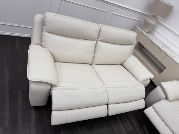 Starlight White Leather 3 Seater & Armchair Power Recliner Power Headrest Sofa Set
