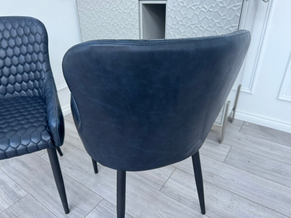 Osaka Pair of 2 Faux Leather Dining Chairs Navy