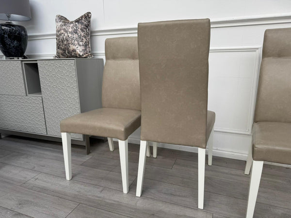 ALF Fascina Set of 6 Faux Leather Dining Chairs Taupe/ Cream RRP £3,447