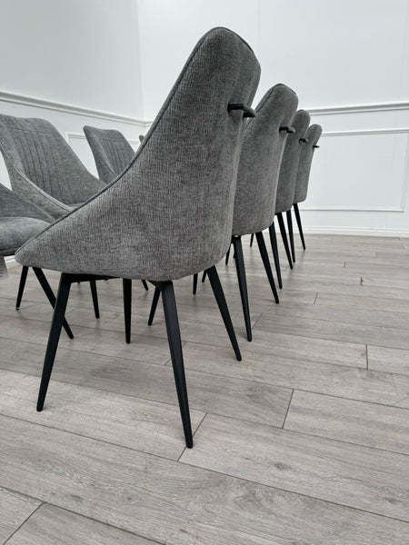 Furniture Village Crete Swivel Dining Chairs Dark Grey Fabric