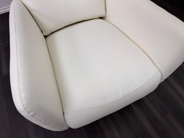 Le Mans White Leather Power Recliner TV Armchair